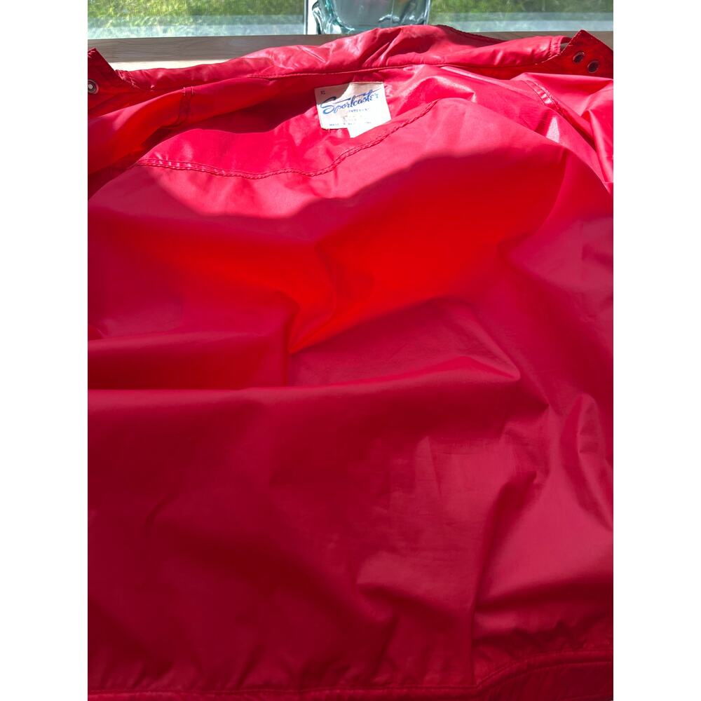 1970s Vintage Sportcastor Button Down Utility Rain Jacket True Red XL JL - Picture 11 of 11